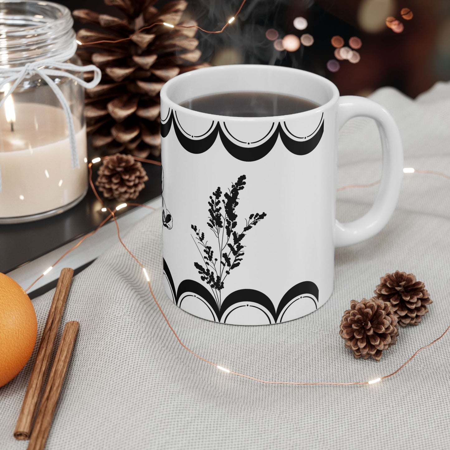 Floral Moon Wraparound Ceramic Mug