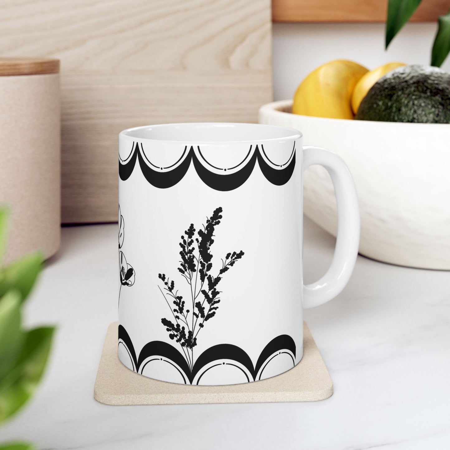 Floral Moon Wraparound Ceramic Mug