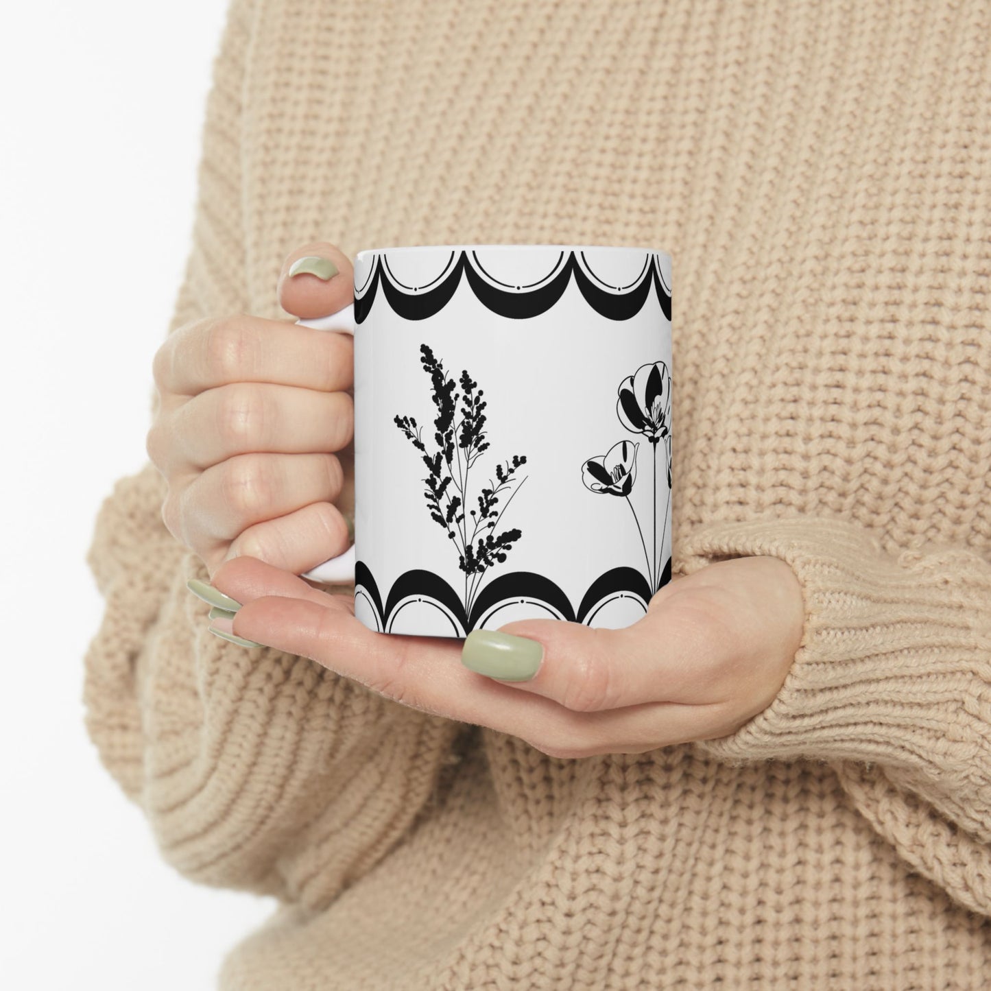 Floral Moon Wraparound Ceramic Mug