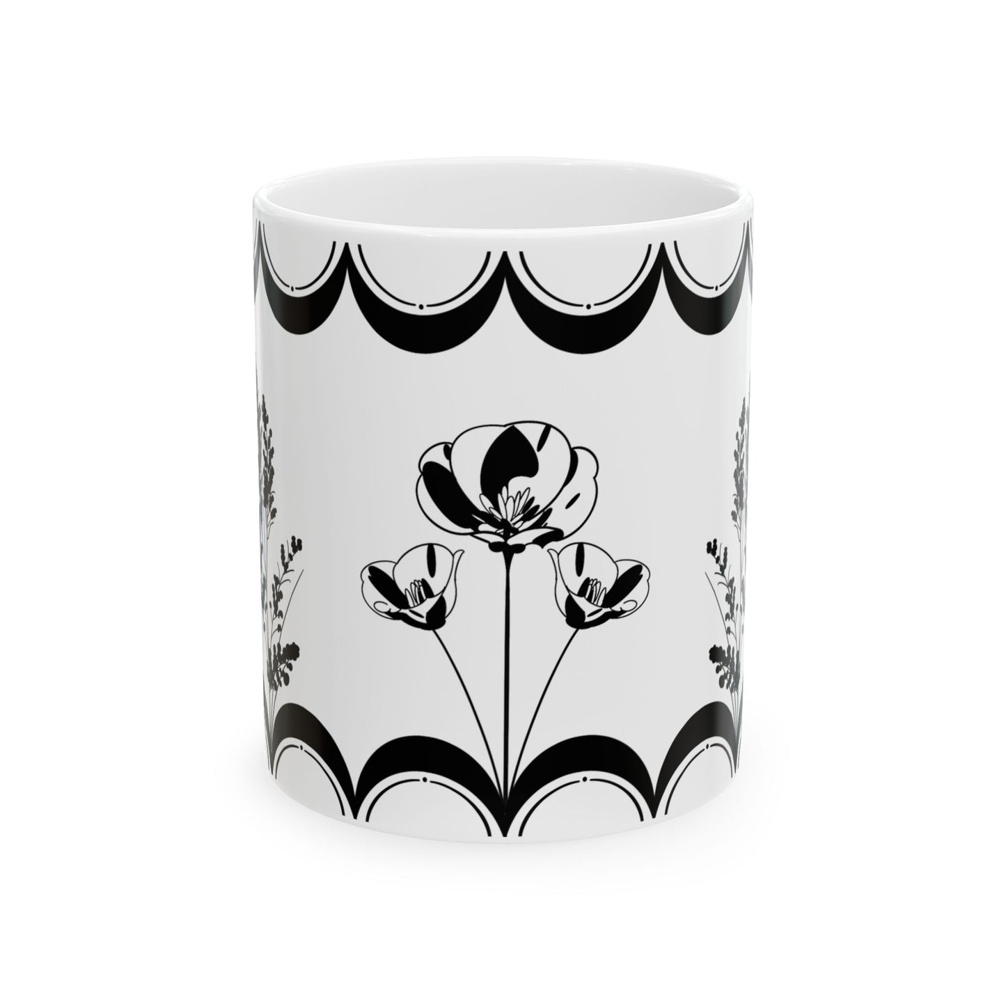 Floral Moon Wraparound Ceramic Mug