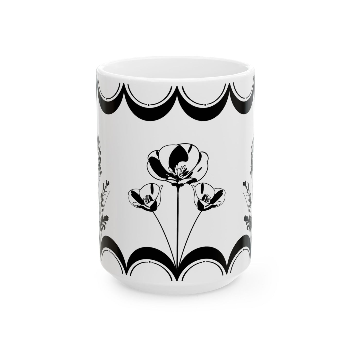 Floral Moon Wraparound Ceramic Mug