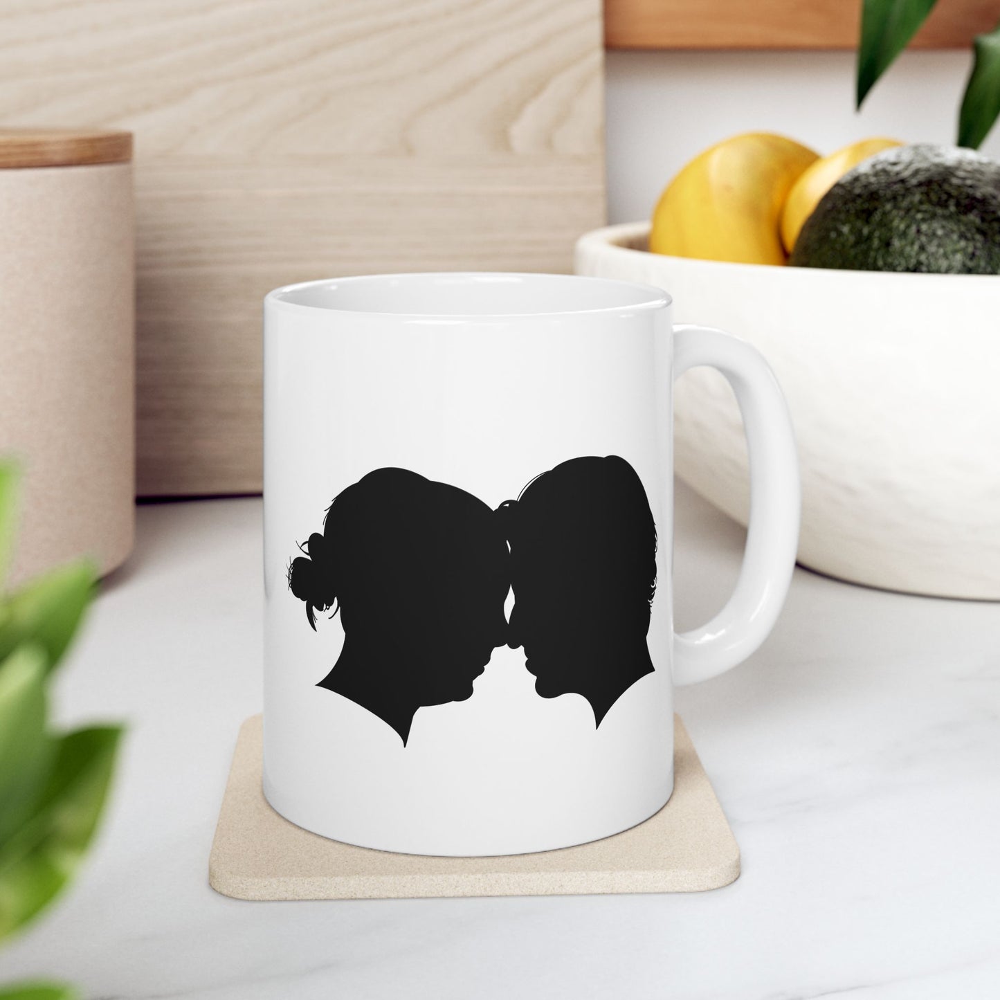 Personalized Couples Silhouette Mug - 11 ounces