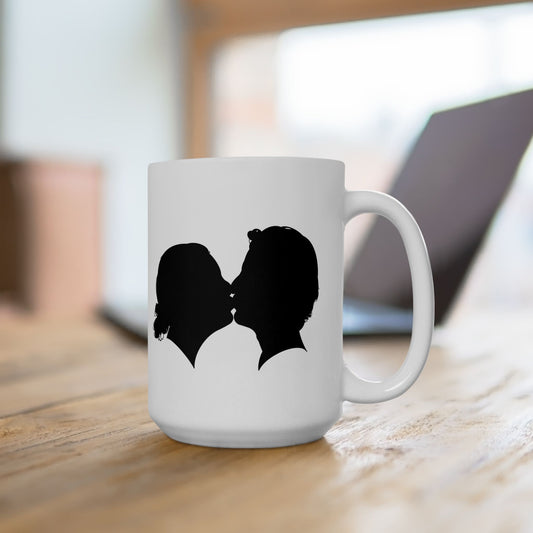 Personalized Couples Silhouette Mug - 15 ounces