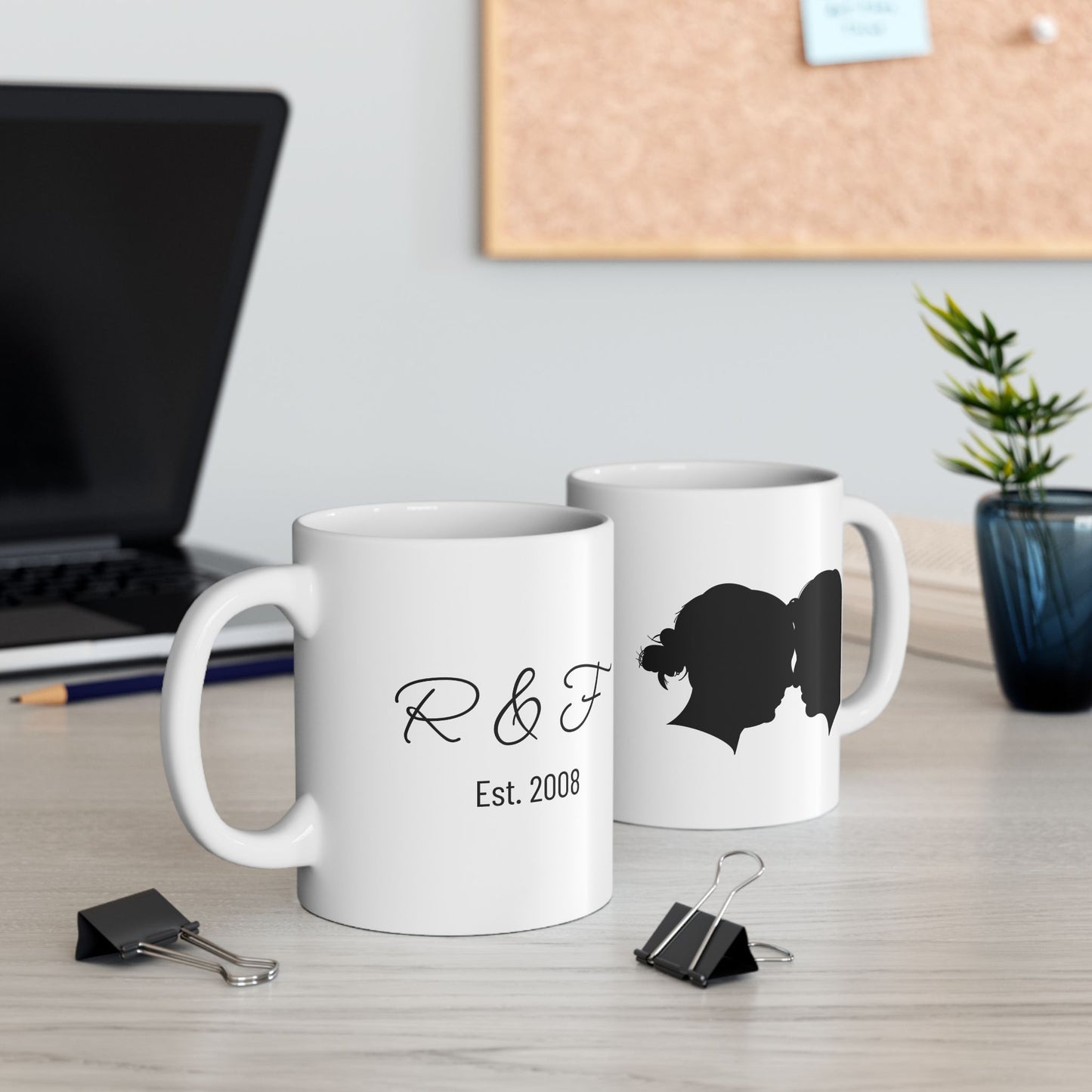 Personalized Couples Silhouette Mug - 11 ounces